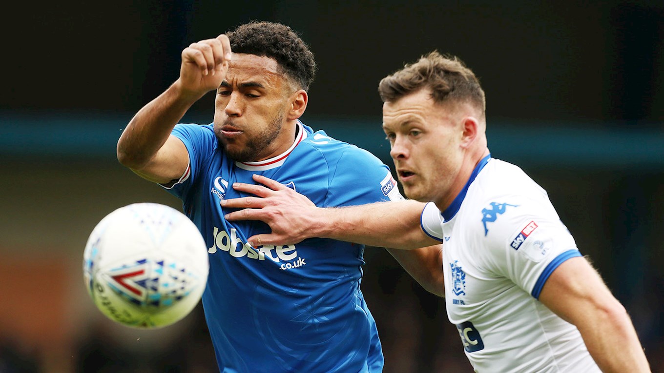 Nathan Thompson in action for Pompey at Bury