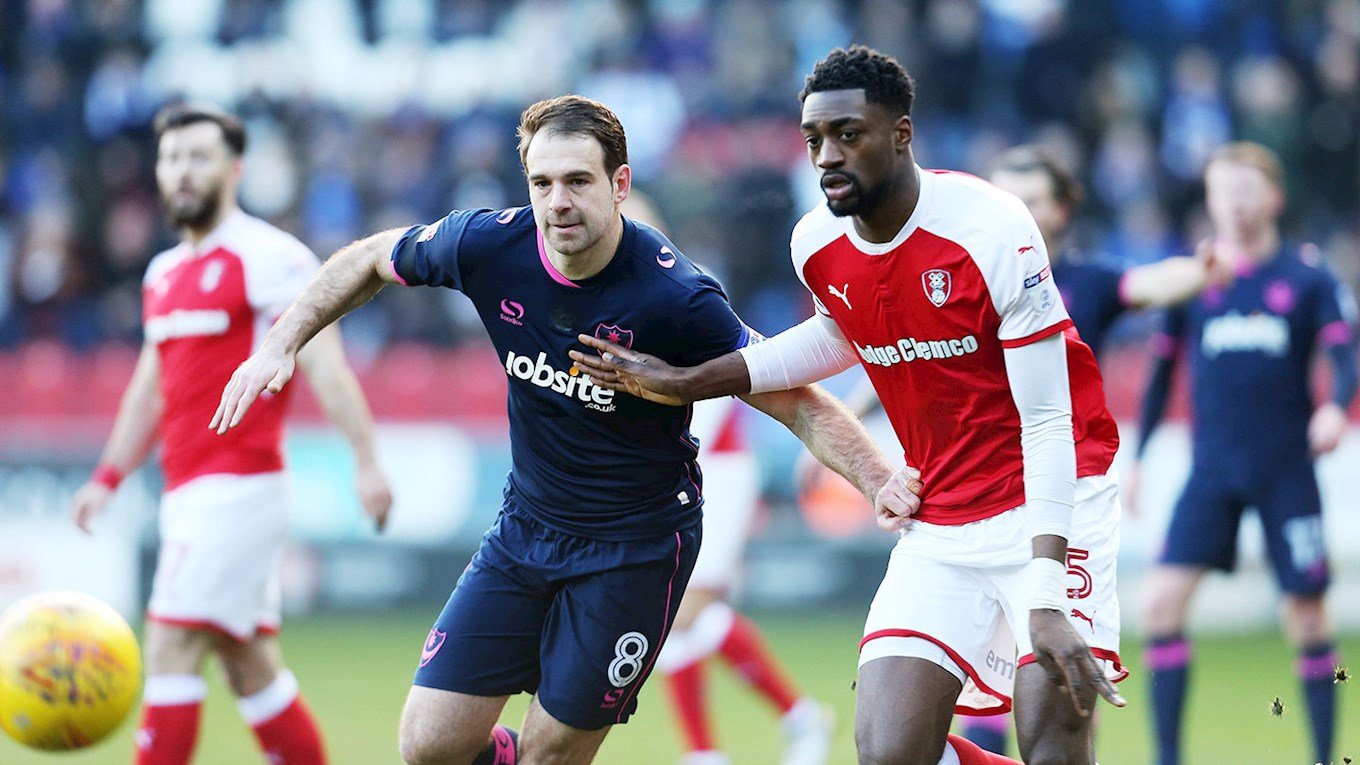 Brett Pitman in action for Pompey at Rotherham United