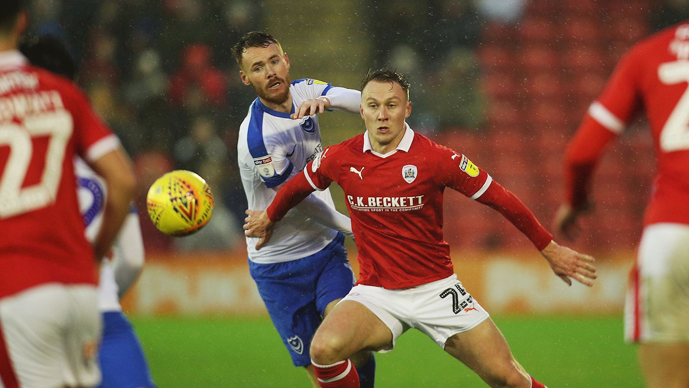 Tom Naylor in action for Pompey at Barnsley