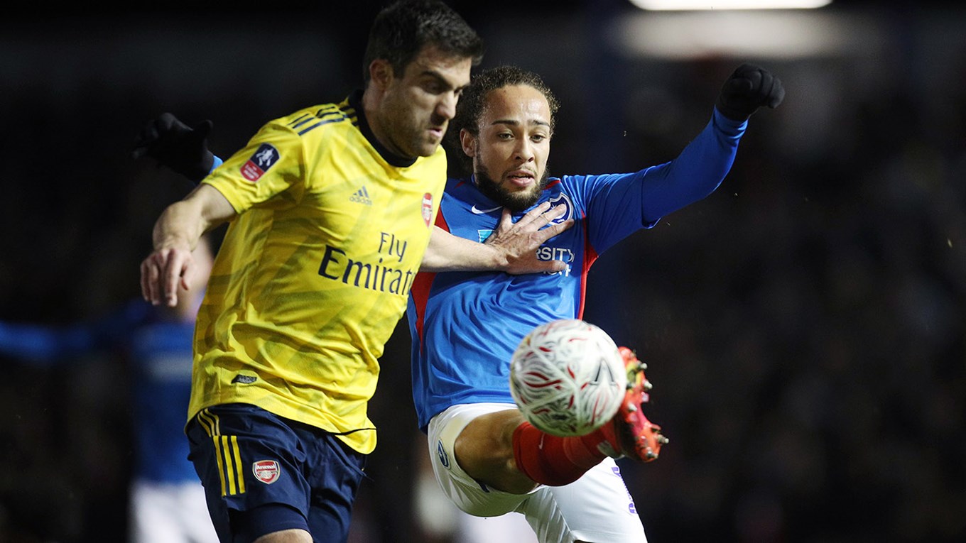 Marcus Harness in action for Pompey against Arsenal