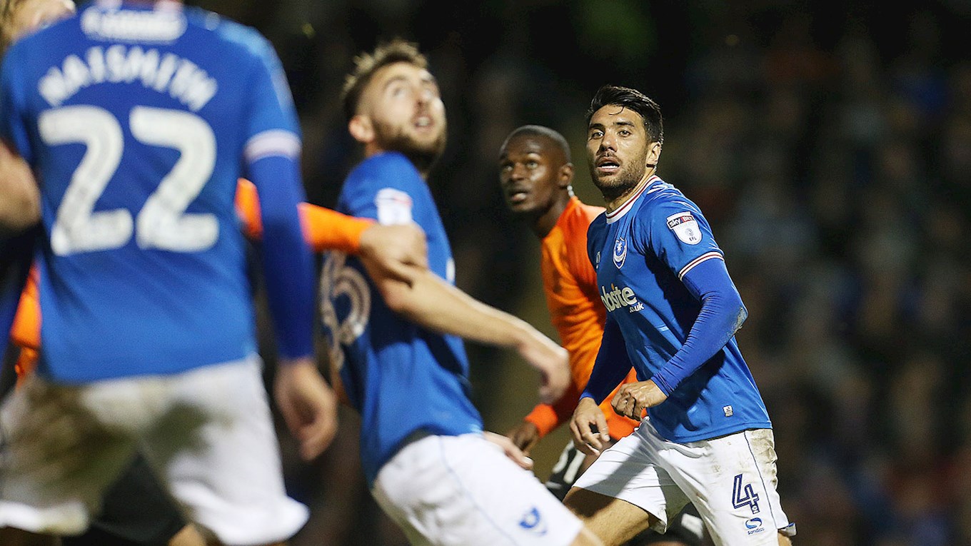 Danny Rose in action for Pompey against Southend United at Fratton Pa