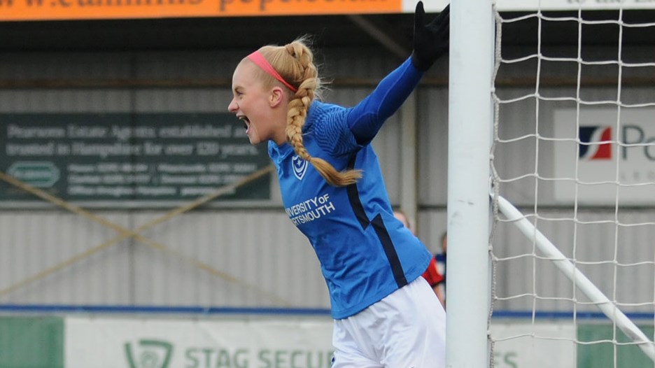 Evie Gane scores for Pompey Women against Bournemouth