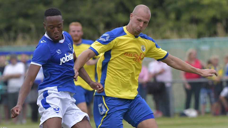 Nicke Kabamba in action for Pompey at Newport (IW)