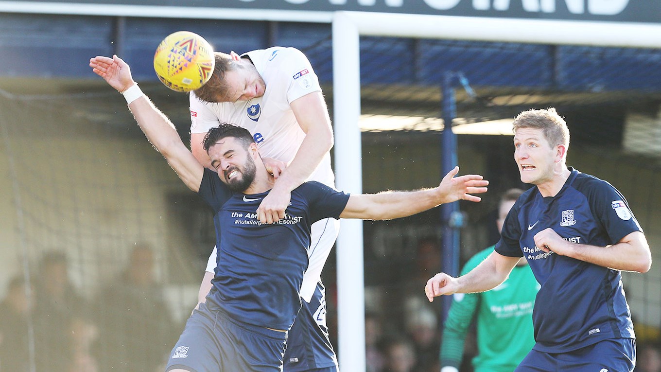 Matt Clarke in action for Pompey at Southend United