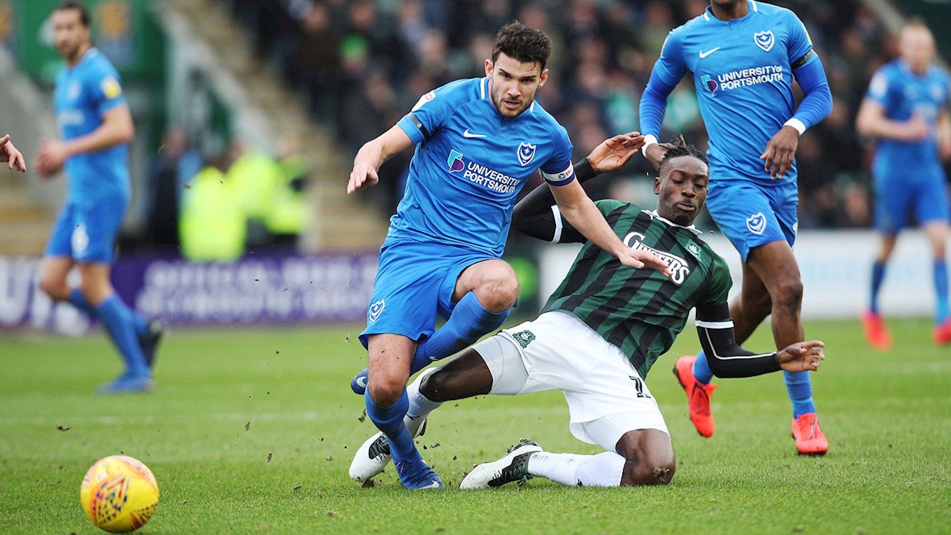 Gareth Evans in action for Pompey at Plymouth