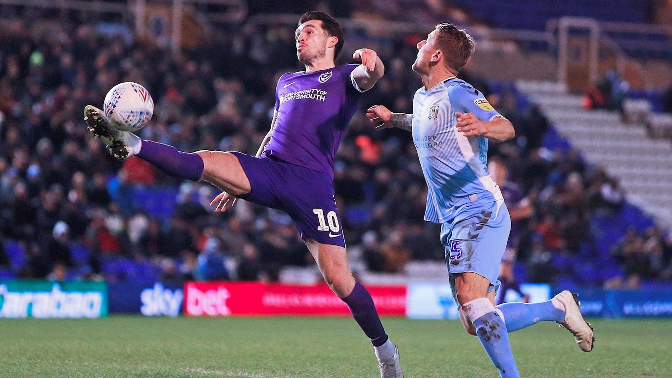 John Marquis in action for Pompey at Coventry