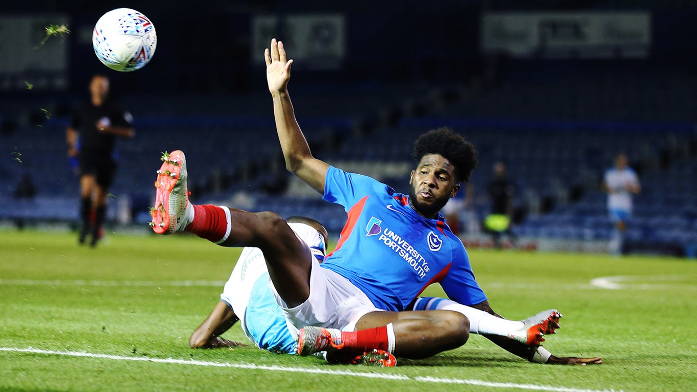 Ellis Harrison in action for Pompey against Crawley