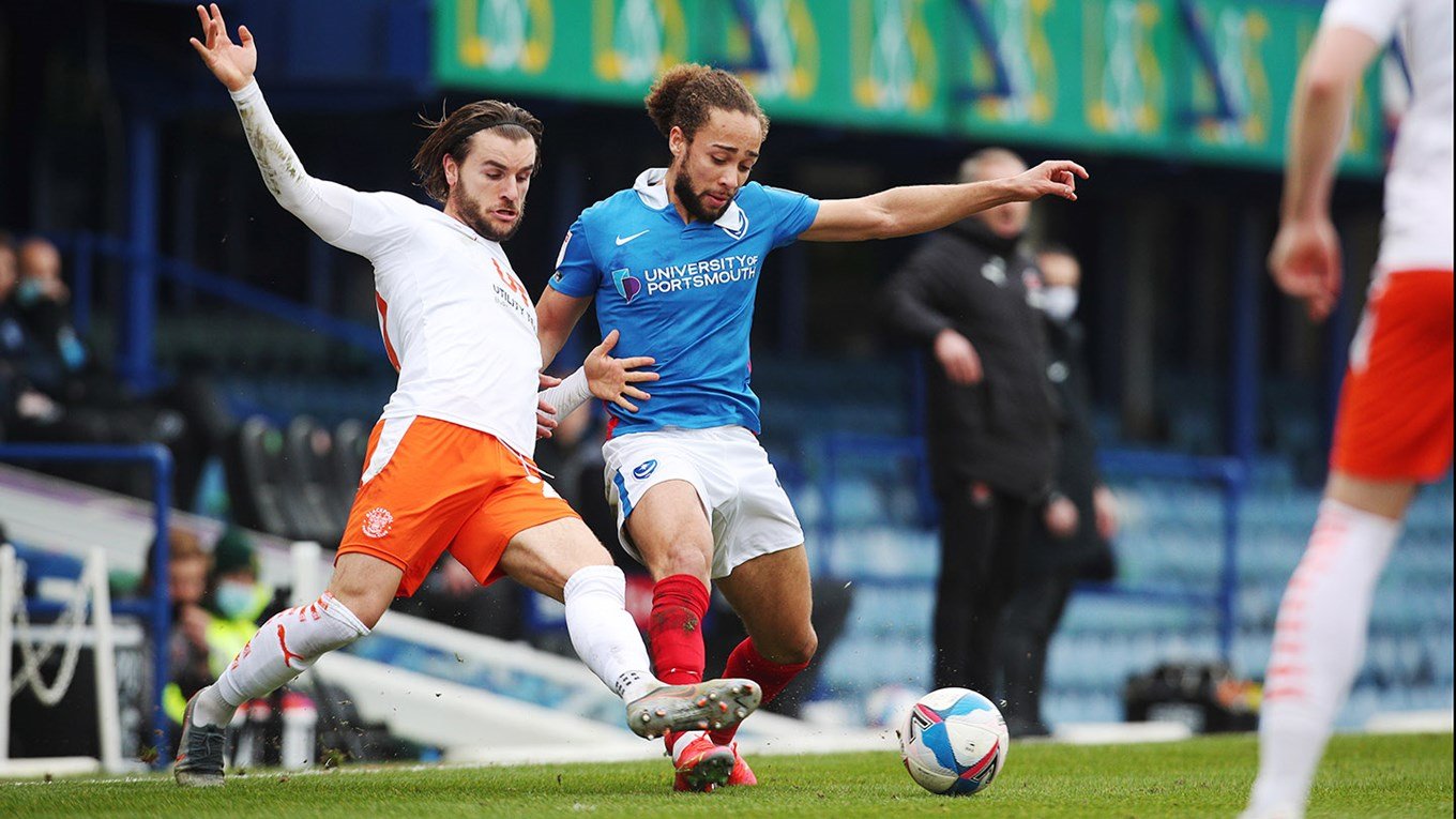 Marcus Harness in action for Pompey against Blackpool