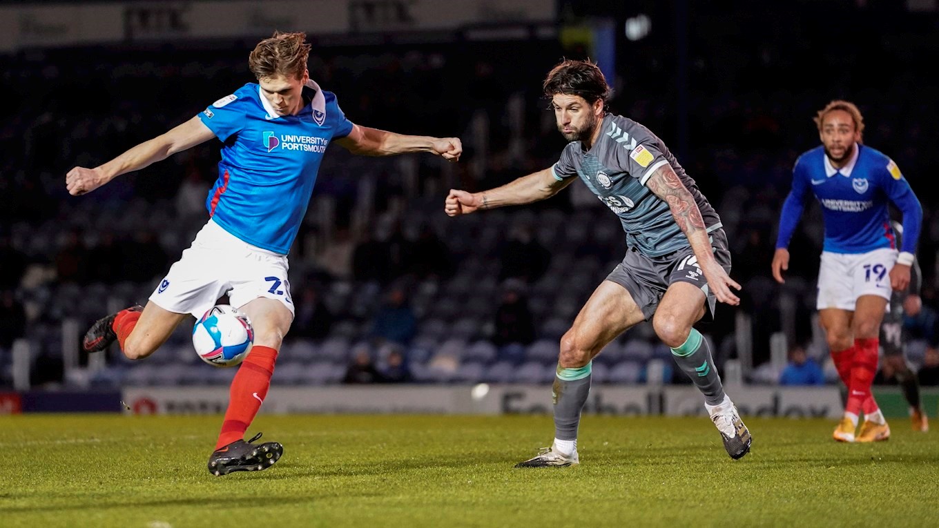 Sean Raggett in action for Pompey against Fleetwood at Fratton Park