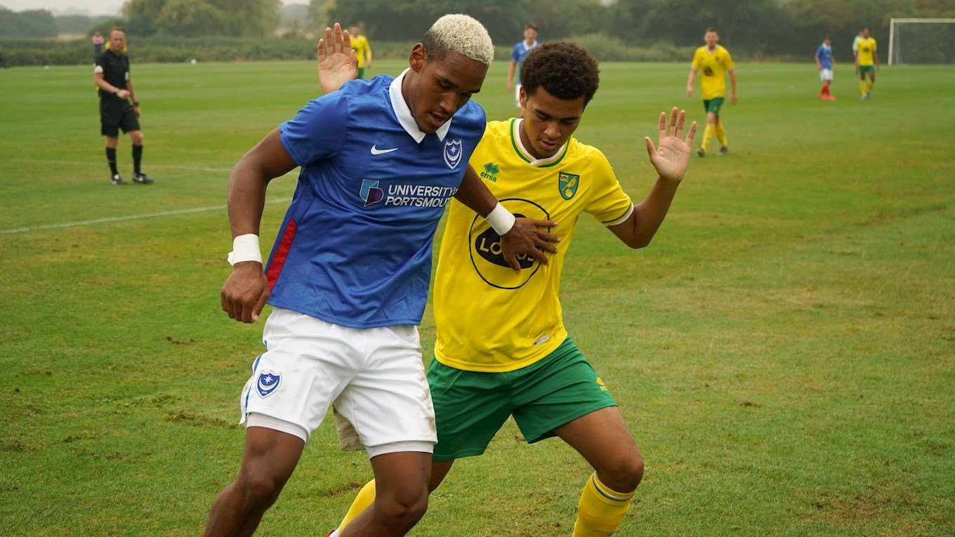Haji Mnoga in action for Pompey against Norwich