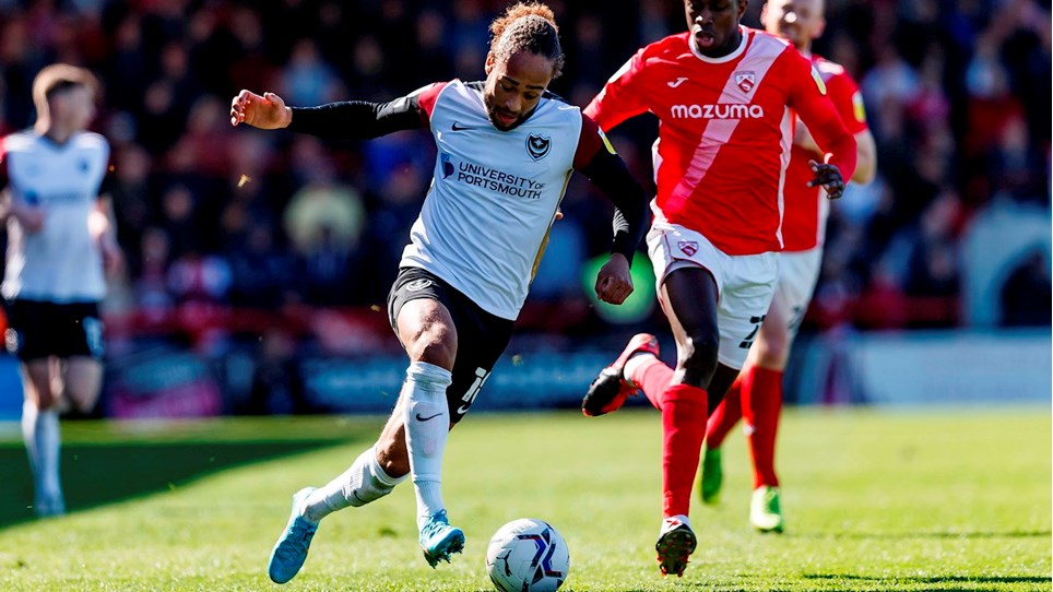 Marcus Harness in action for Pompey at Morecambe