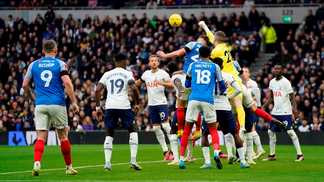Pompey in action at Tottenham Hotspur in Emirates FA Cup