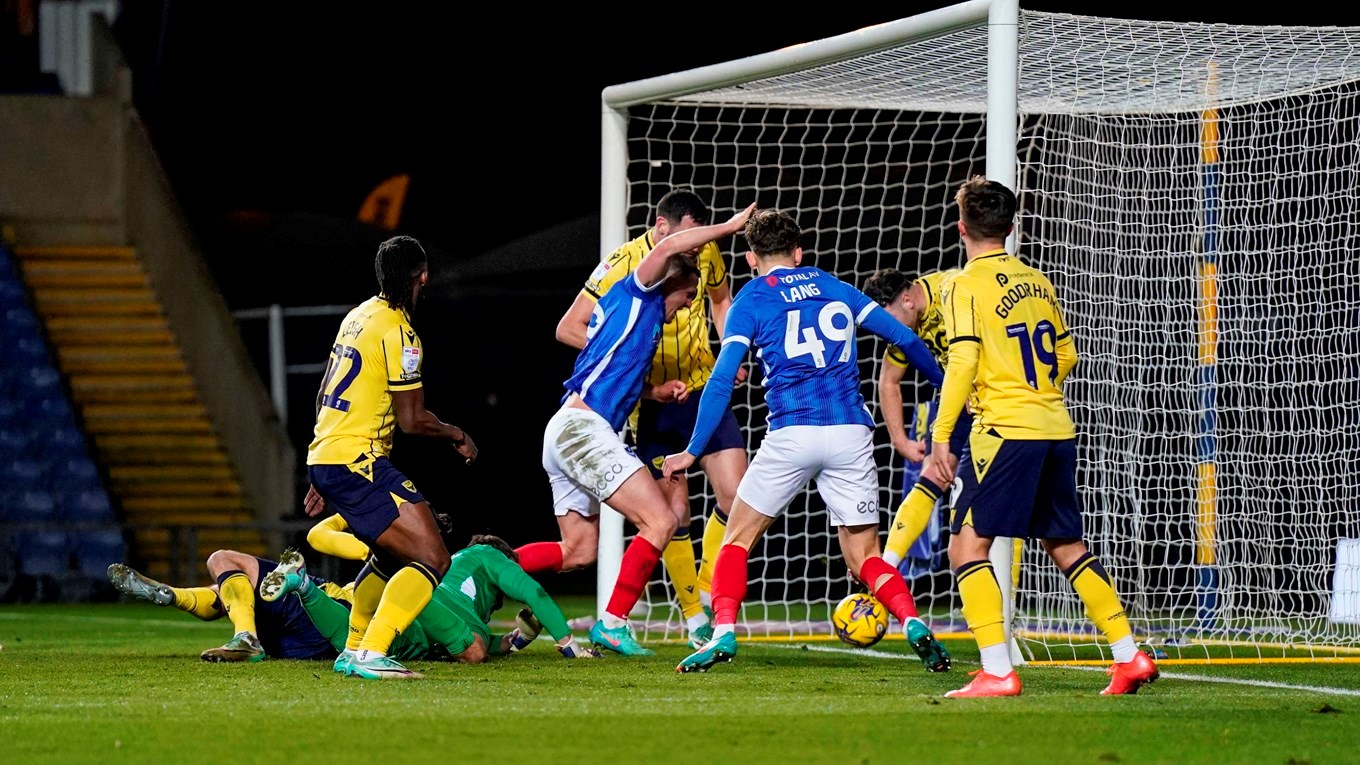 Colby Bishop scores for Pompey at Oxford United