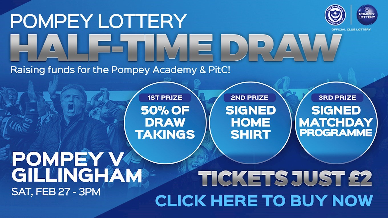 Pompey v Gillingham half-time draw