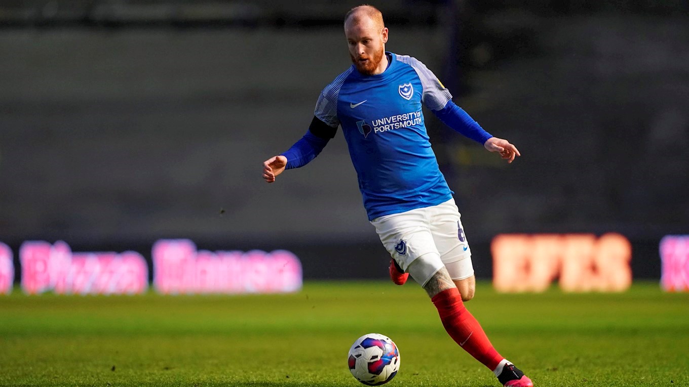 Connor Ogilvie in action for Pompey against Charlton Athletic at Fratton Park