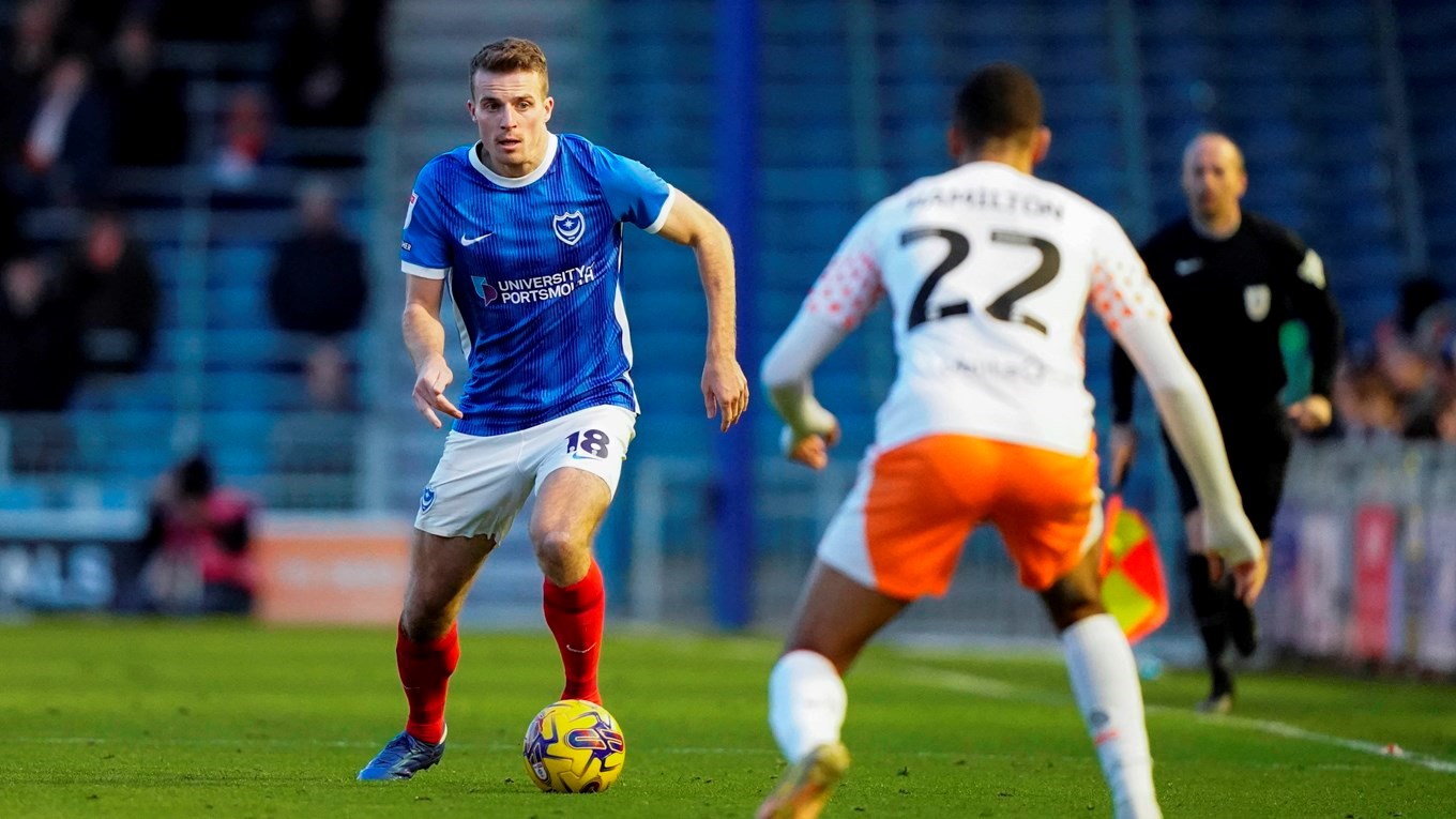 Conor Shaughnessy in action for Pompey against Blackpool at Fratton Park