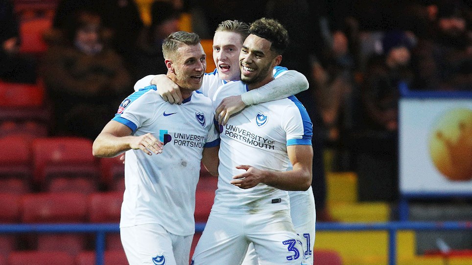 Andre Green celebrates scoring for Pompey at Rochdale