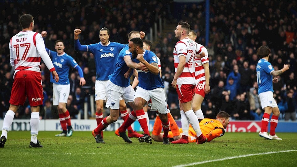 Anton Walkes scores for Pompey against Doncaster Rovers