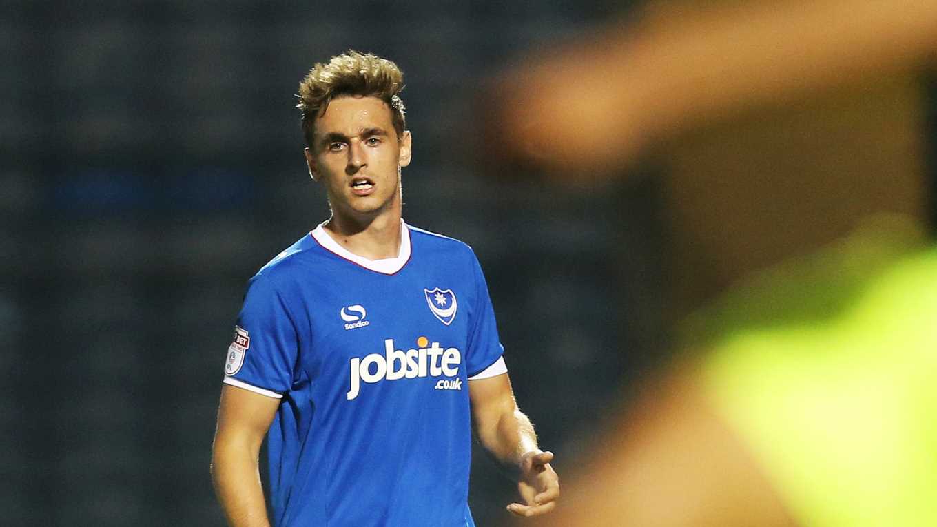 Brandon Haunstrup playing for Pompey against Reading in the Checkatrade Trophy