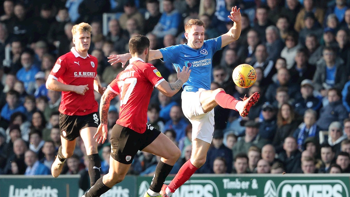 Bryn Morris in action for Pompey against Barnsley