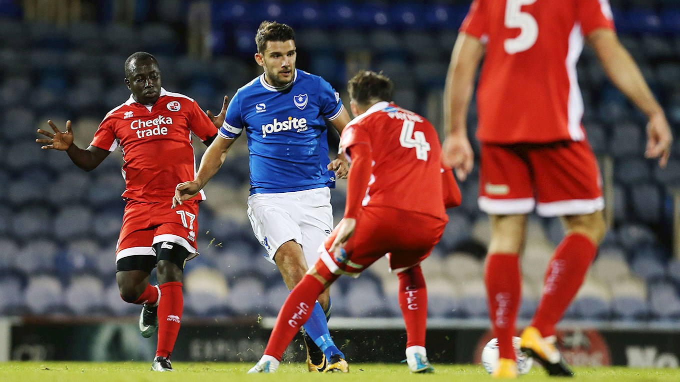 Gareth Evans in action for Pompey against Crawley Town at Fratton Park