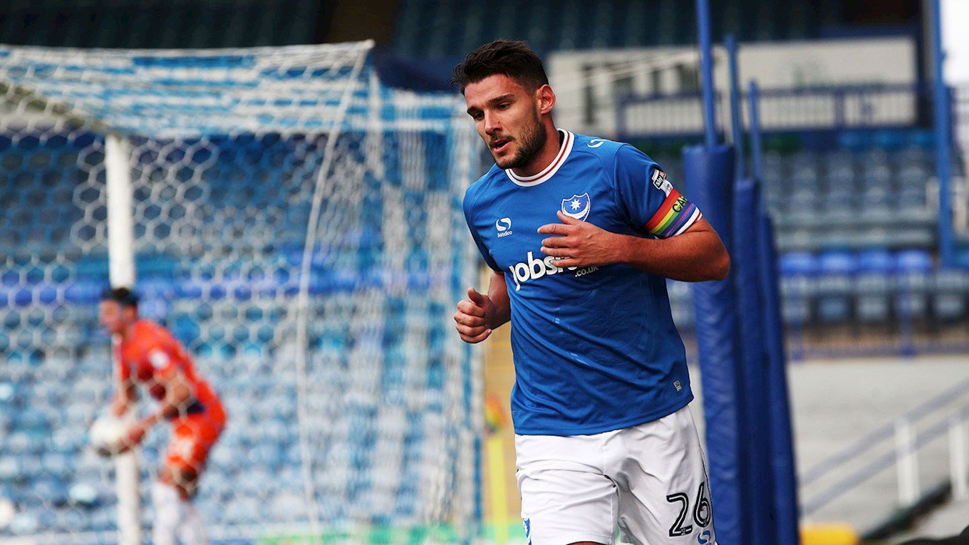 Gareth Evans in Checkatrade Trophy action for Pompey against Northampton Town at Fratton Park