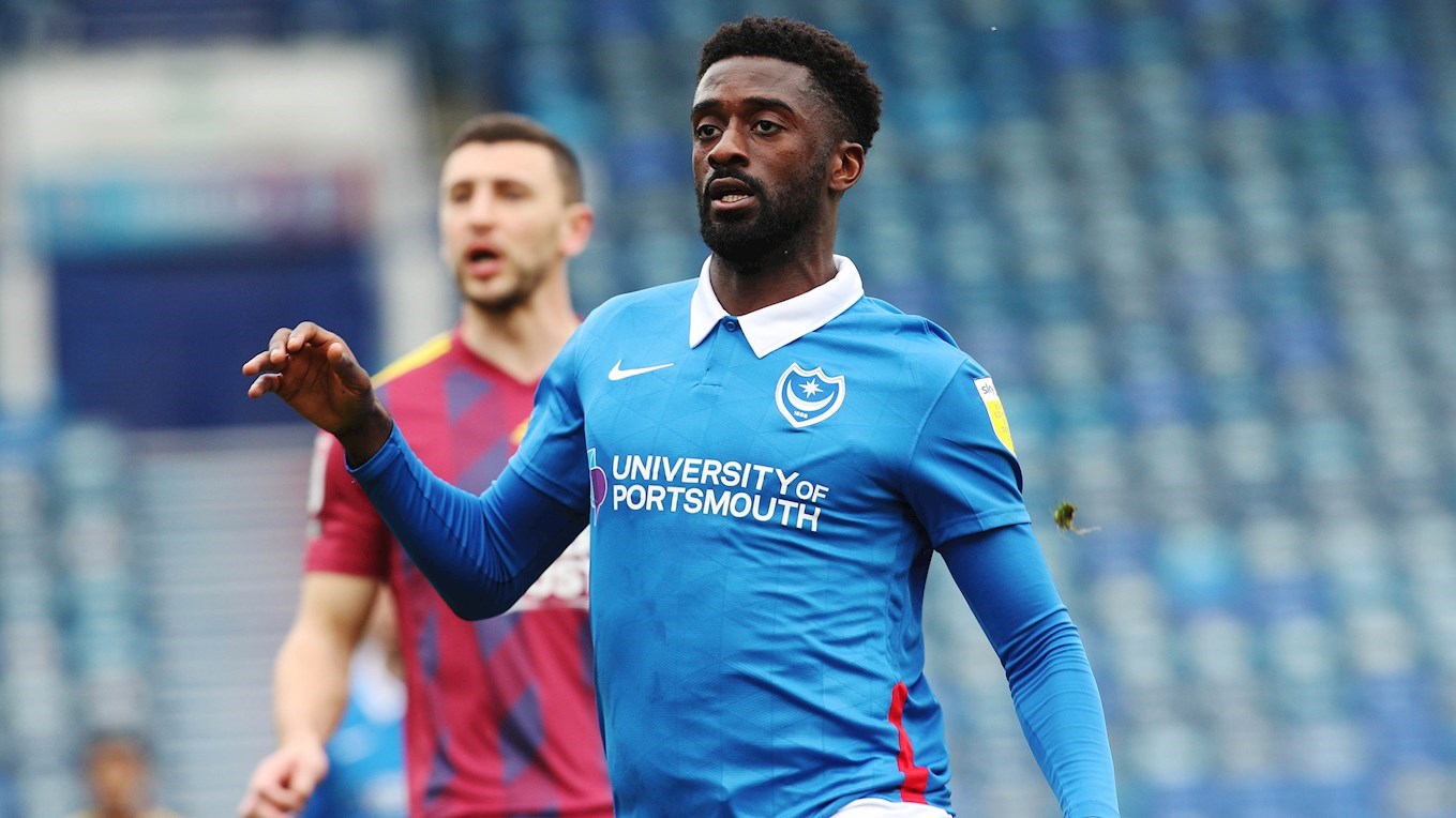 Jordy Hiwula in action for Pompey against Ipswich
