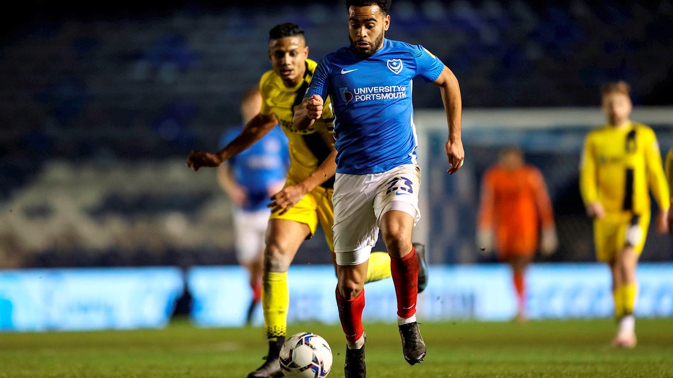 Louis Thompson in action for Pompey against Burton Albion at Fratton 