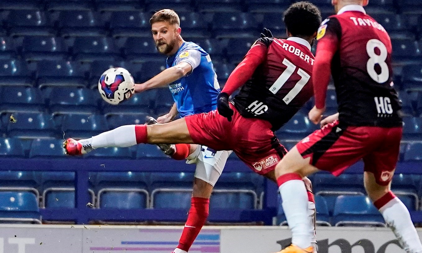 Michael Jacobs in Papa Johns Trophy action for Pompey against Stevenage at Fratton Park