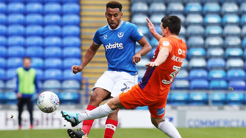 Nathan Thompson in Checkatrade Trophy action for Pompey against Northampton Town at Fratton Park