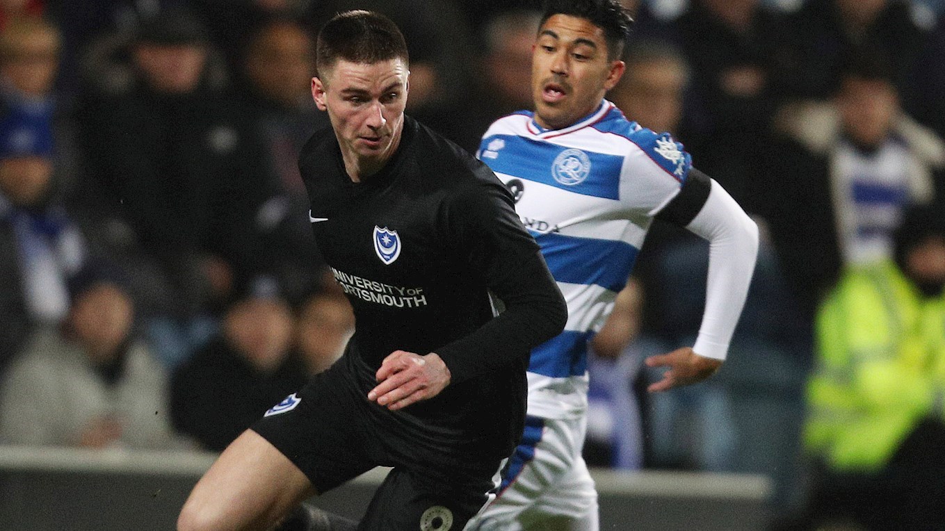Oli Hawkins in action for Pompey at QPR