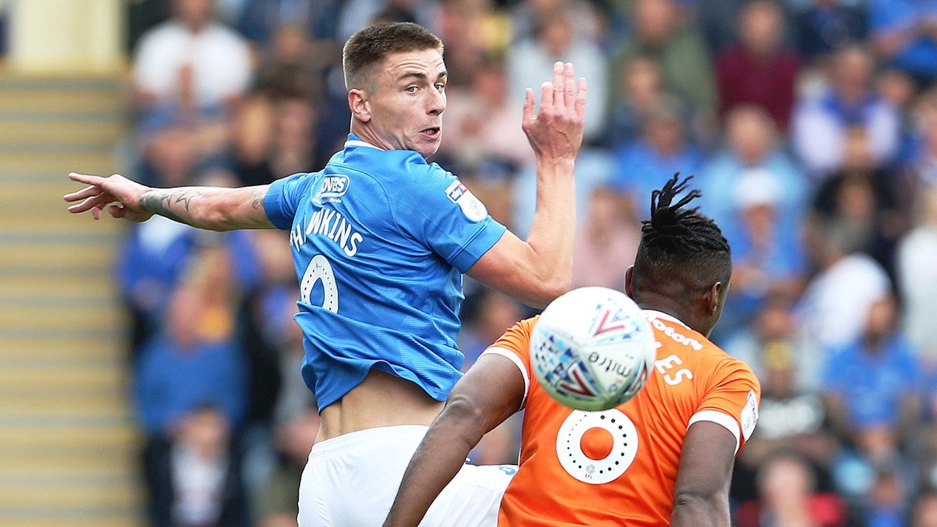 Oli Hawkins in action for Pompey against Shrewsbury Town