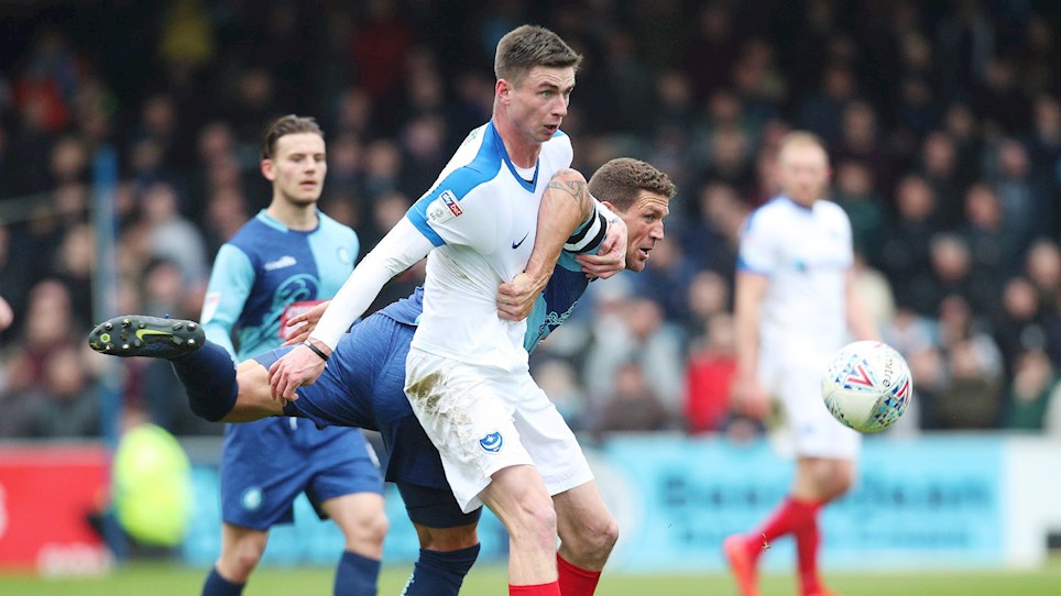 Oli Hawkins in action for Pompey at Wycombe