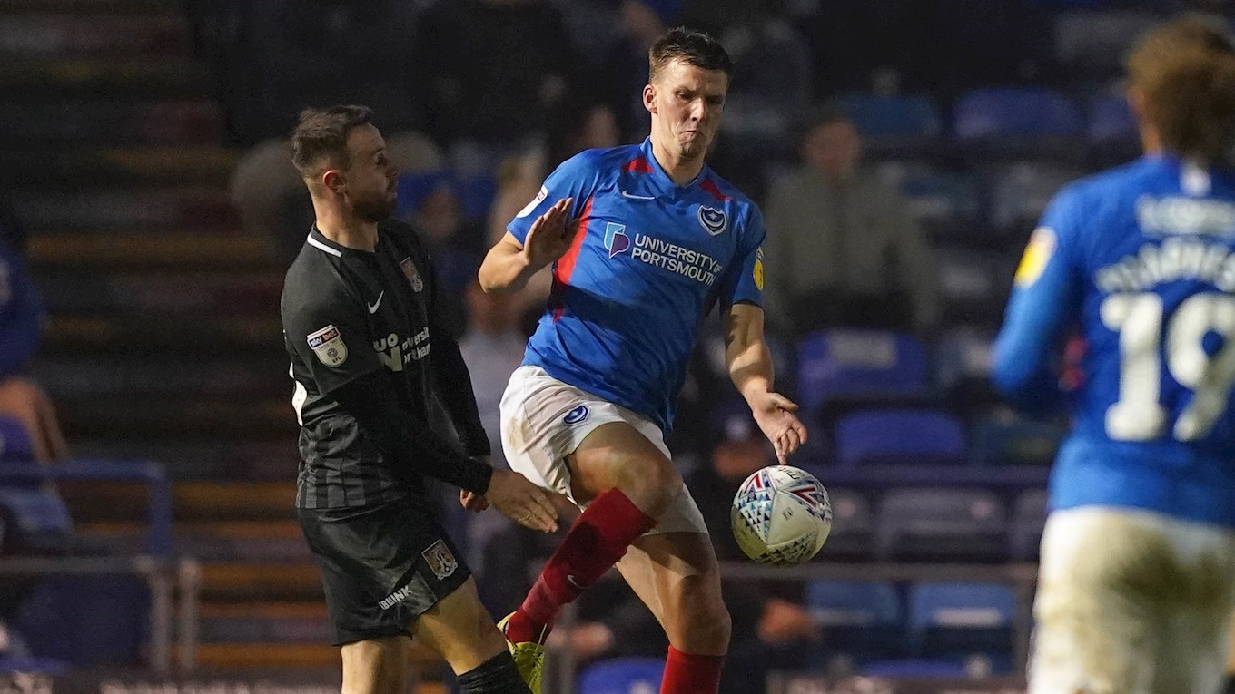 Paul Downing in action for Pompey against Northampton