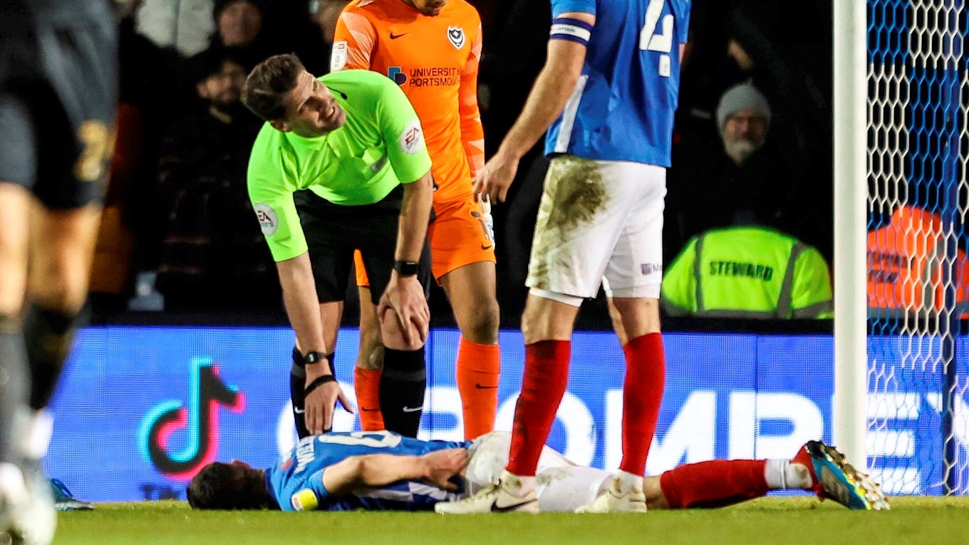 Shaun Williams gets injured during Pompey