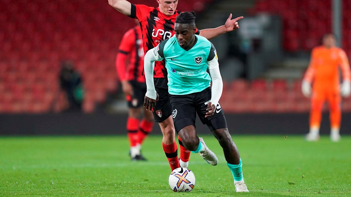 Jay Mingi in Hampshire Cup action for Pompey at AFC Bournemouth