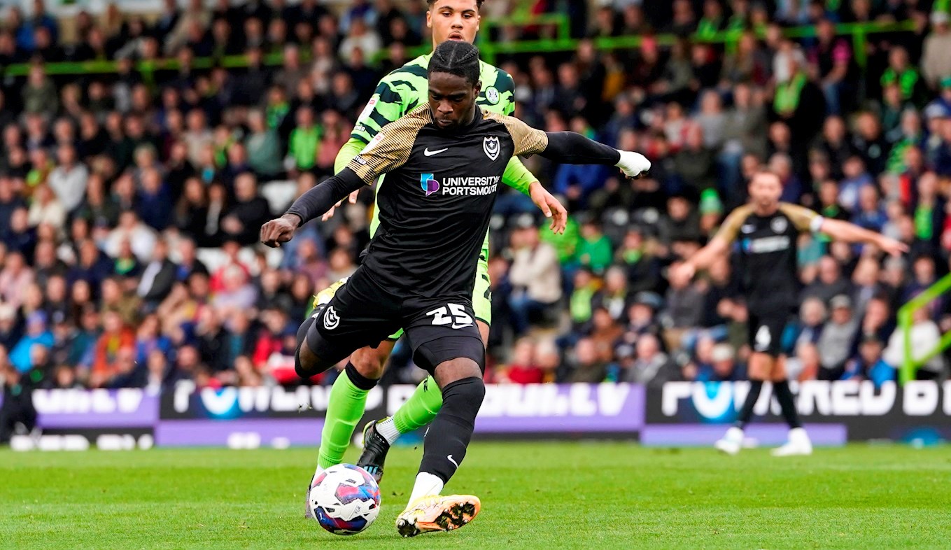 Jay Mingi in action for Pompey at Forest Green Rovers