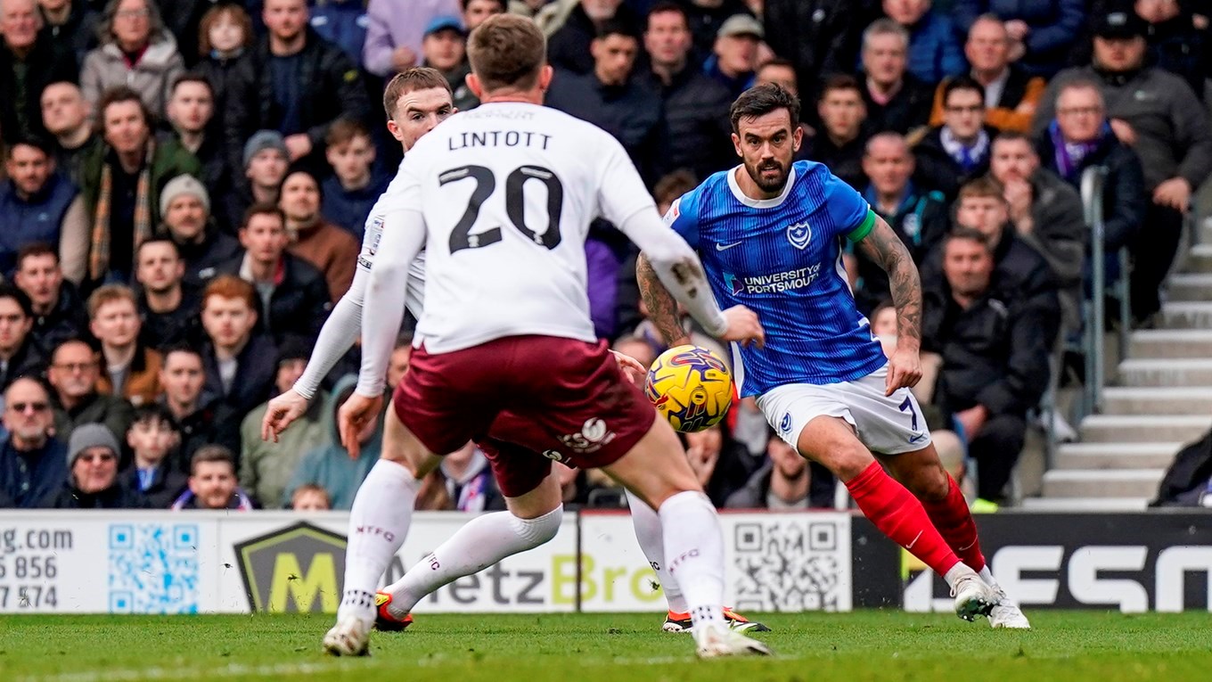 Marlon Pack n action for Pompey against Northampton Town at Fratton Park