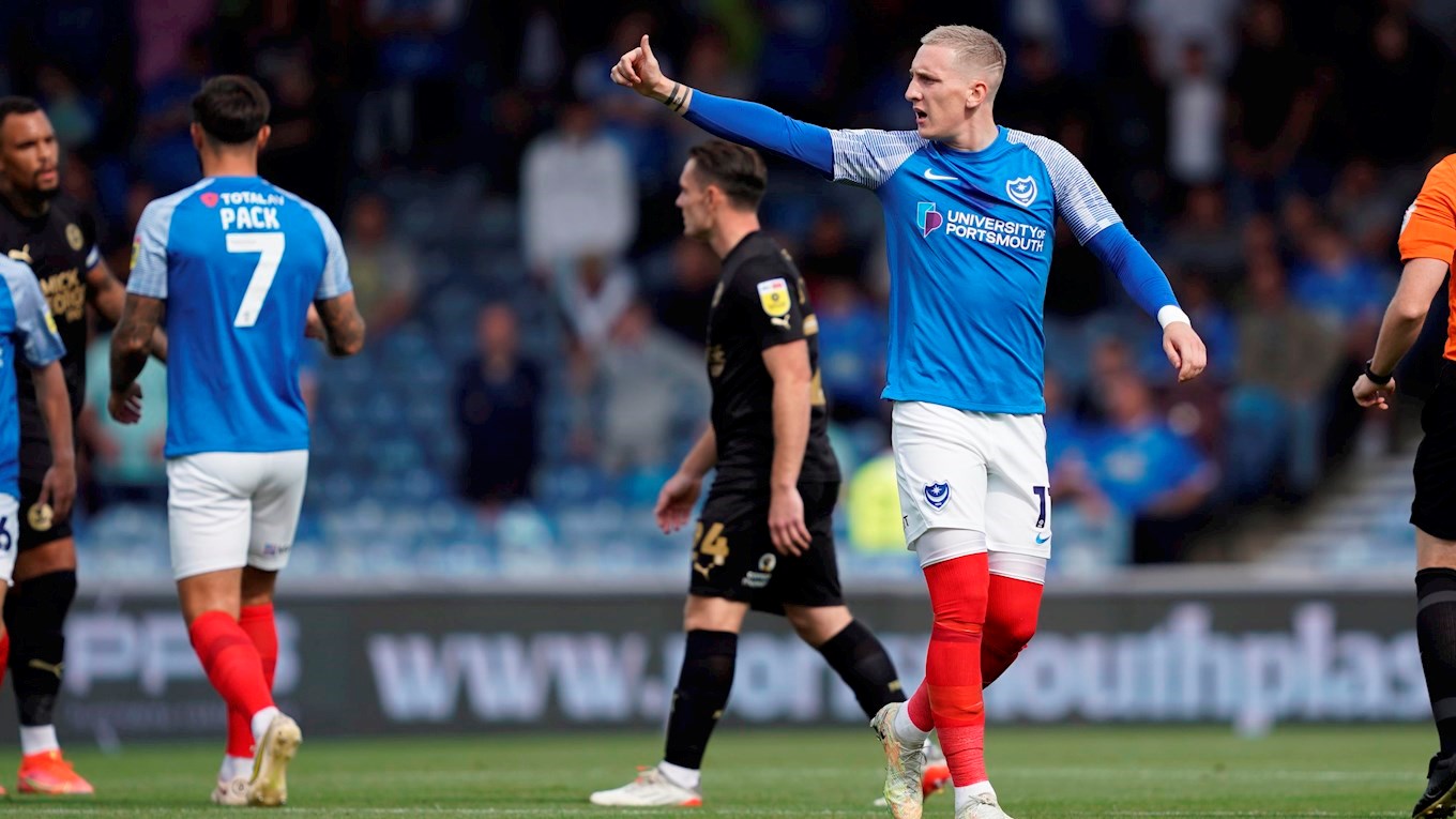 Ronan Curtis in action for Pompey against Peterborough United at Fratton Park