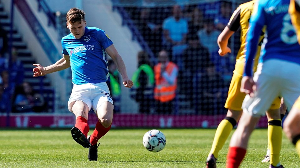 Sean Raggett in action for Pompey against Lincoln City at Fratton Park
