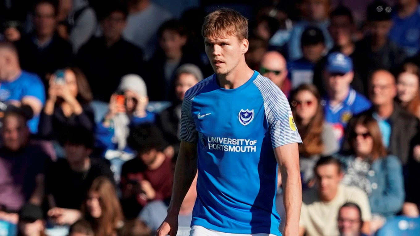 Sean Raggett in action for Pompey against Fleetwood Town at Fratton Park