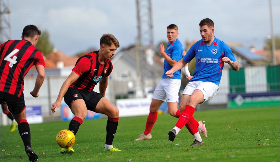 Bradley Lethbridge in action for Pompey Reserves against Bournemouth
